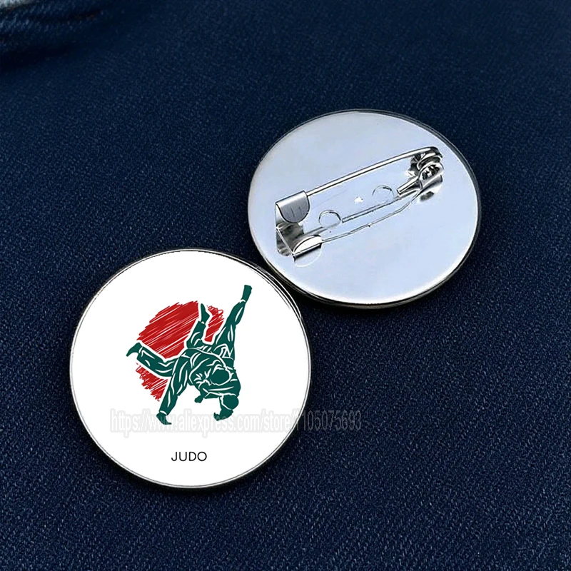 Hot selling I Love Judo Brooch Judo Karate Taekwondo Enthusiasts Glass Cabochon brooch Pin Club Gift - view 3