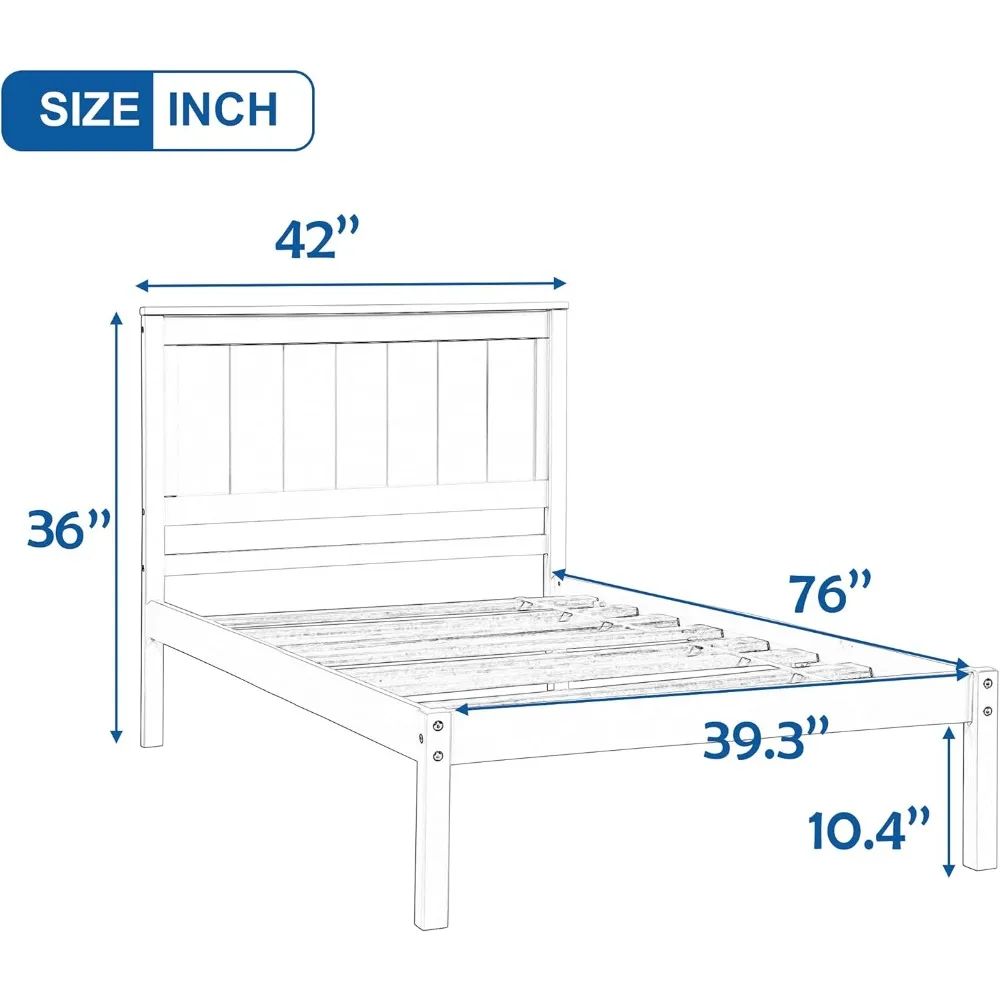 إطار سرير مزدوج بتصميمات Harper & Bright مع لوح أمامي ولوح للقدمين، سرير بمنصة خشبية مزدوجة الحجم مع دعم شرائح خشبية، للأطفال #2
