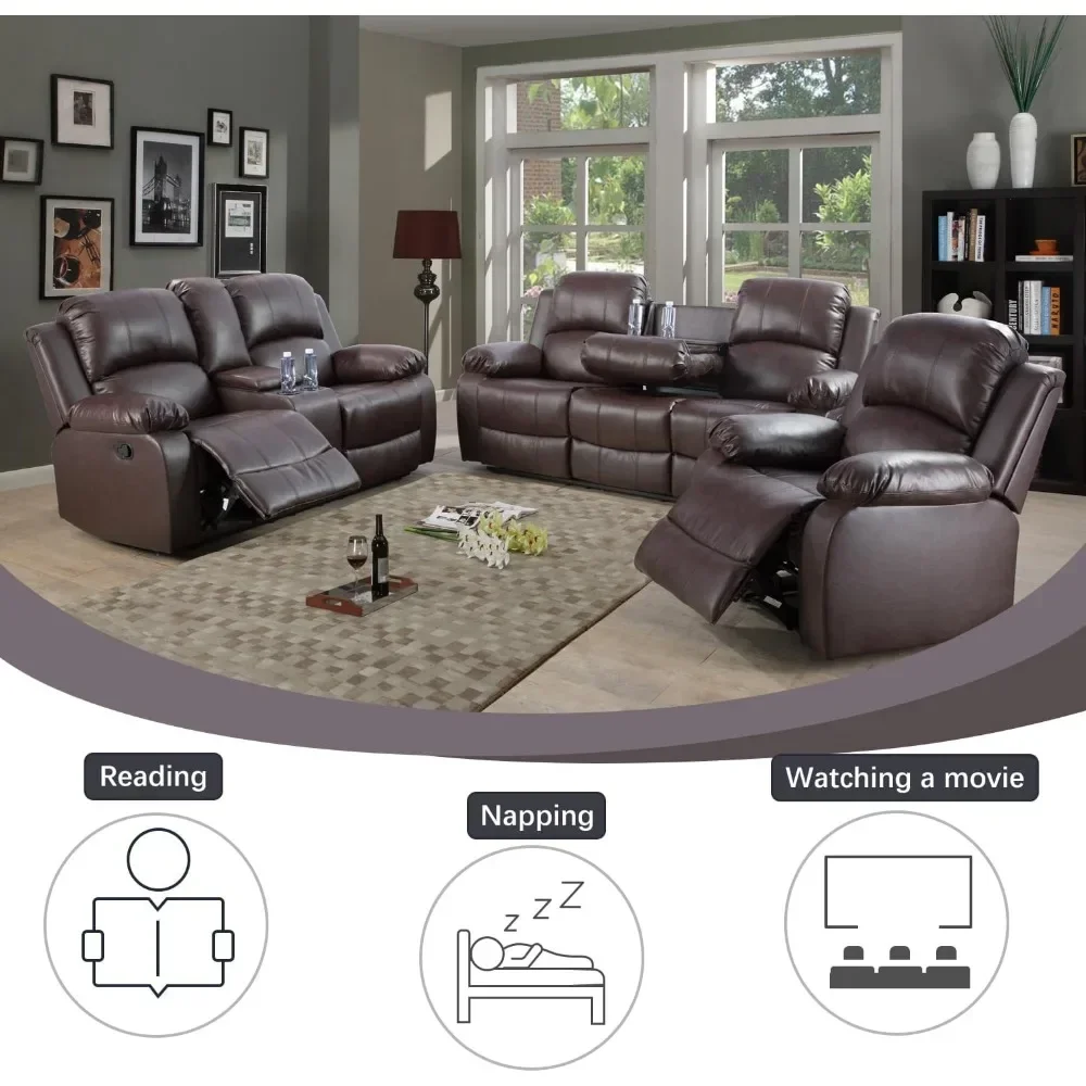 Living Room Furniture Set Leather Recliner Sofa Set Loveseat Chair Furniture Sofa Set for Living Room/Small Space