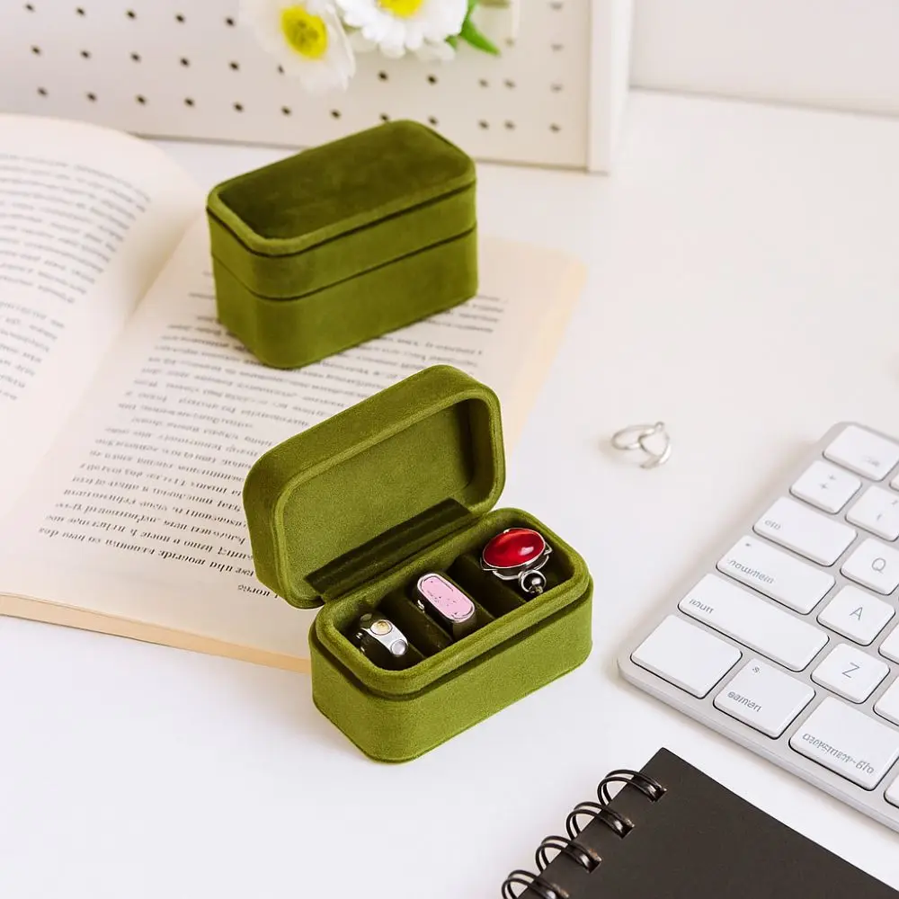 Luxury Velvet Rings Holder Wedding Anti-collision Rings Bearer Box Proposal Square Jewelry Organizer Marriage Anniversary