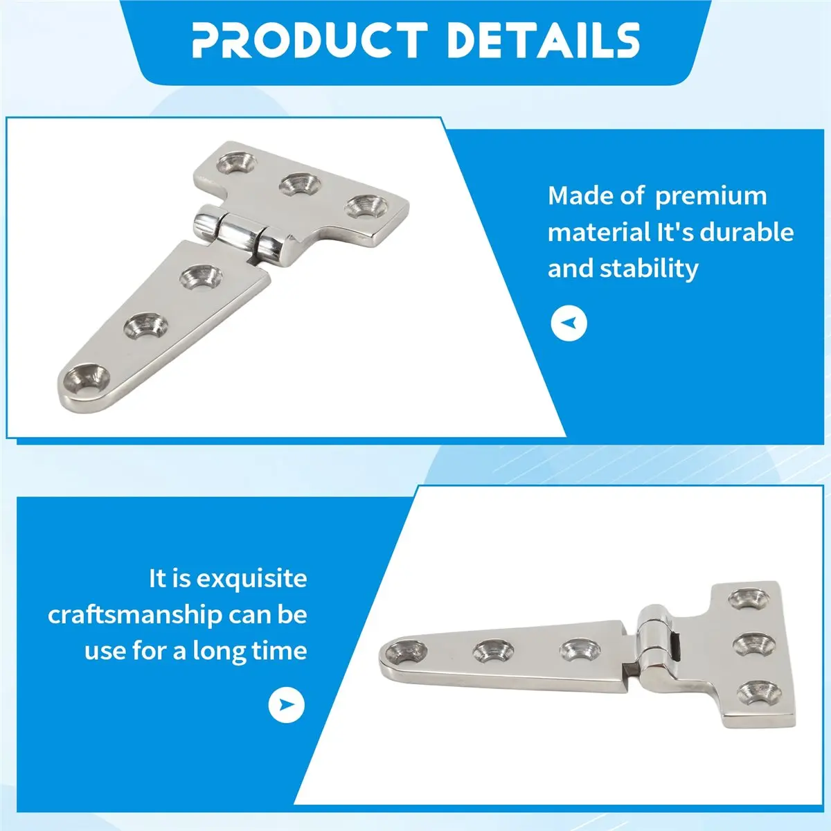 

(CNIM) Marine Grade T Hinges, Boat Hinges, 4 Inch x 2 Inches, No Noise, Heavy Duty 316 Stainless Steel with Screws (2 PCS)