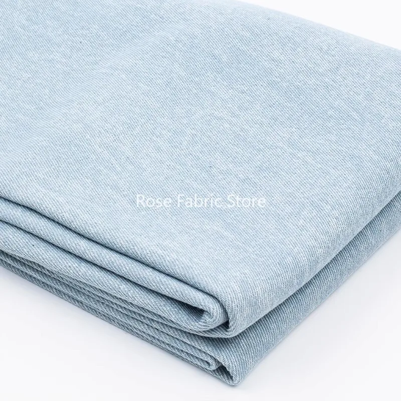 1 meter Light Blue Bleached Pure Cotton Washed Denim Fabric Thick High-End Handmade DIY Pants Jackets Material Jeans fabrics