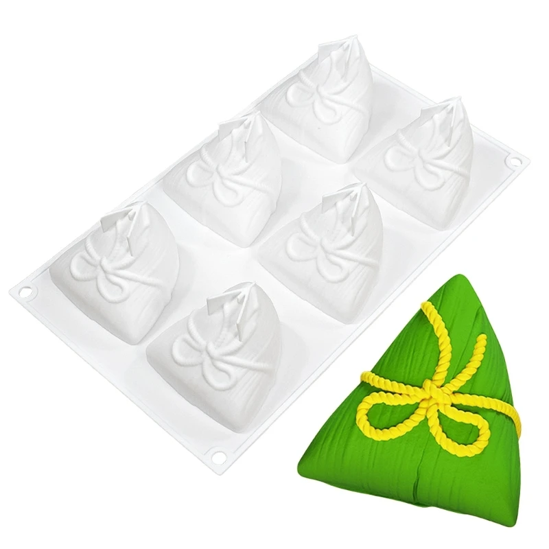 6-cavity Zongzi Mold Silicone Cake Mold Rice Dumpling Fondant Molds Resin Chocolate Cake Baking Mold DIY Craft Ornament