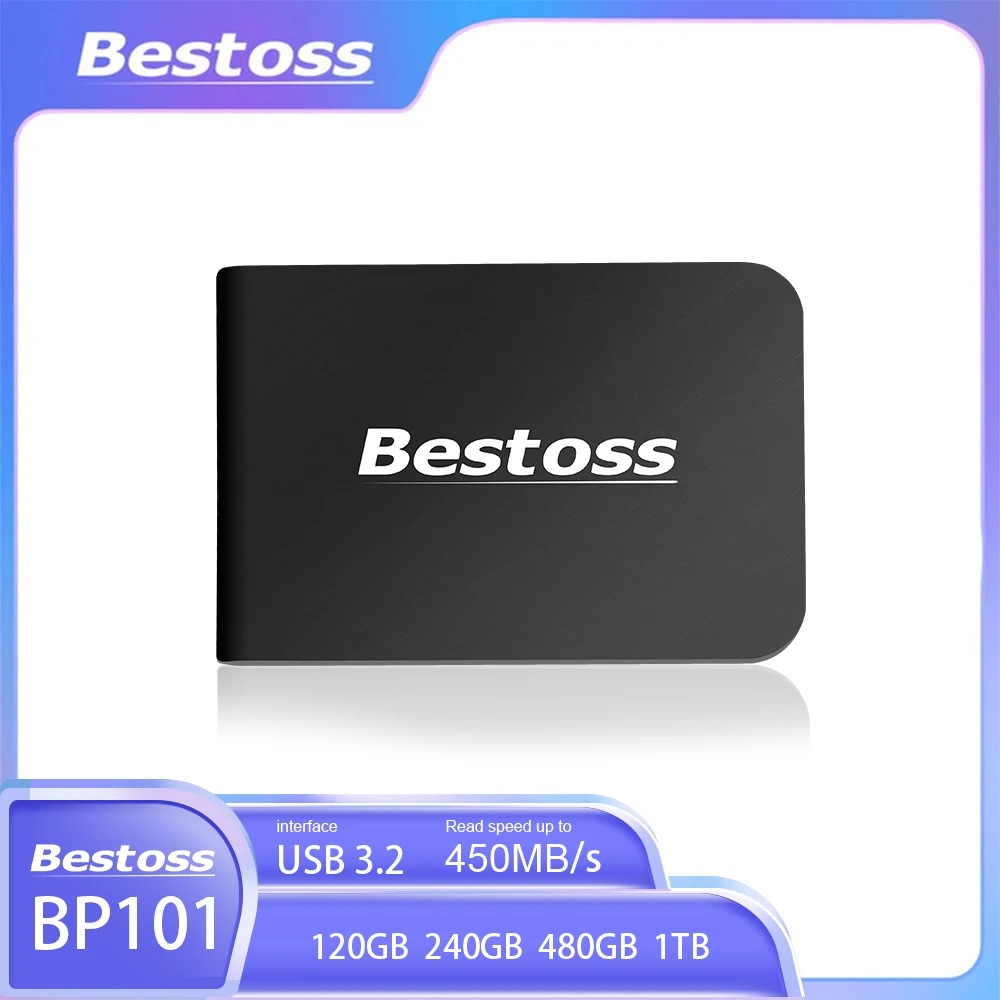 Bestoss USB 3.2 Portable SSD External Hard Drive 120GB 240GB 480GB 1TB PSSD for Laptop