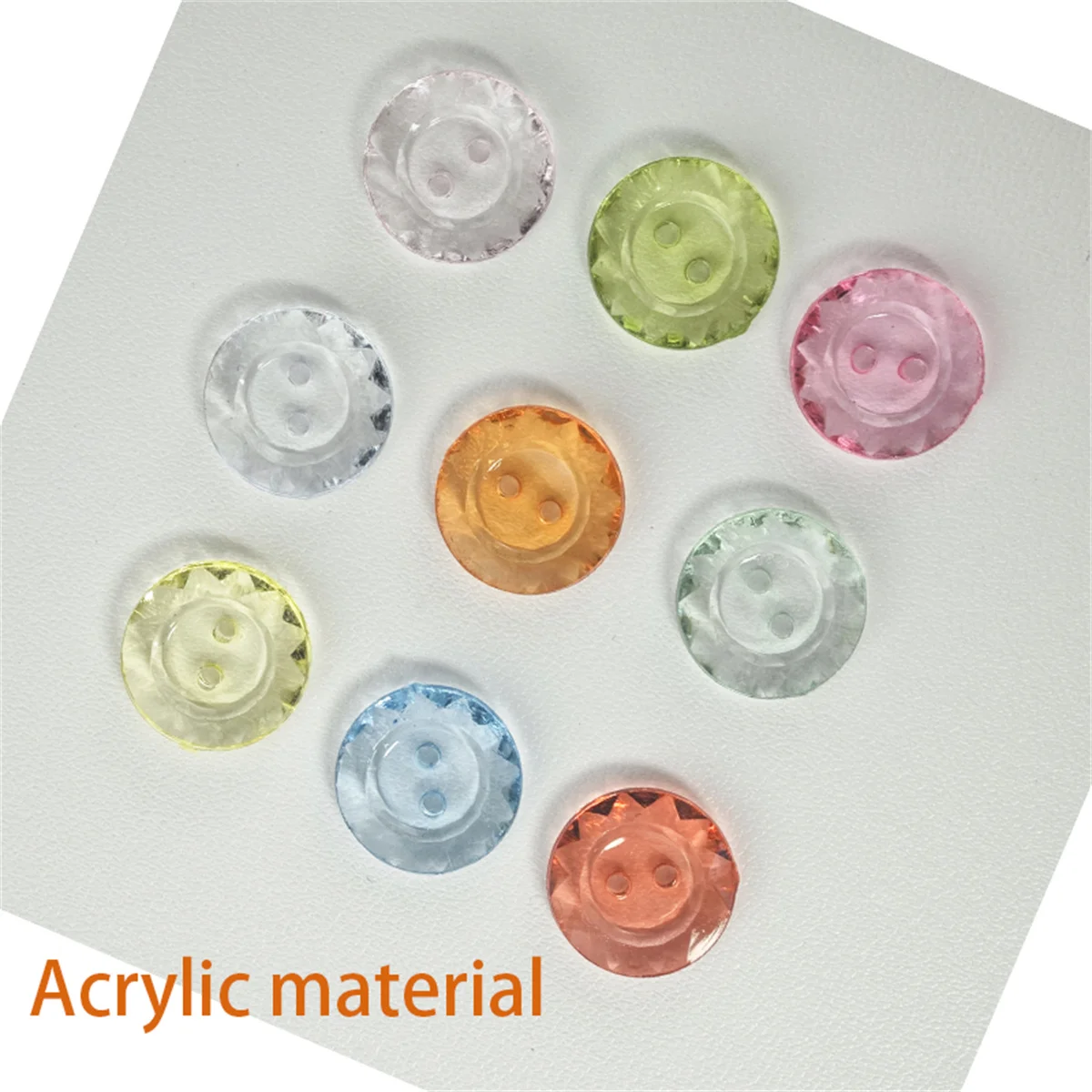 50pcs Two eyes color round acrylic transparent button cardigan chiffon shirt crystal button