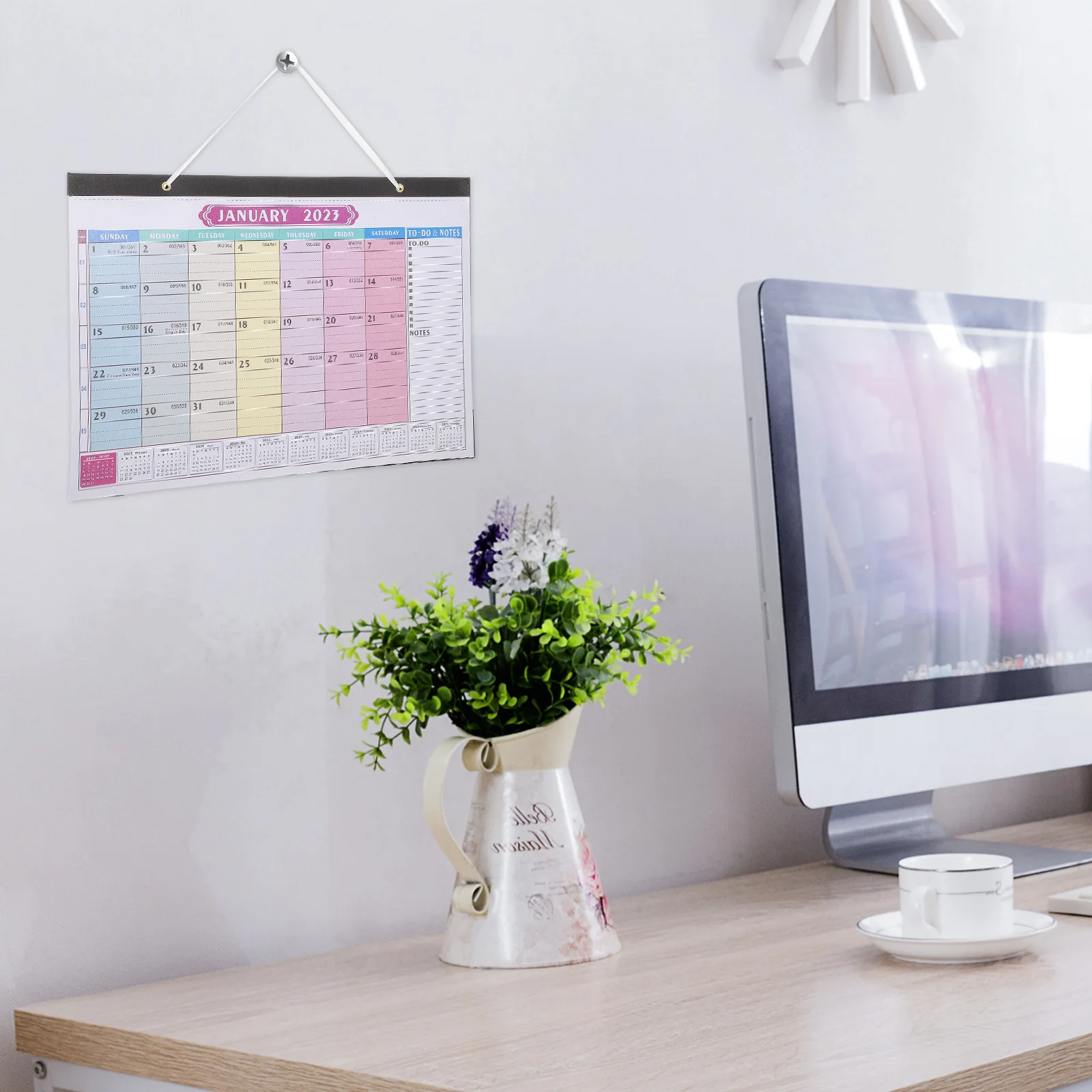 English Wall Calendar 2023 Thick Paper Simple Design Clear Print Monthly Planner Home Office Classroom Use Holiday Gift