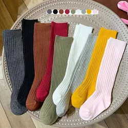 Baby Long Socks Over The Knee Little Girls Solid Cotton Socks Spring Autumn Long Crew Socks