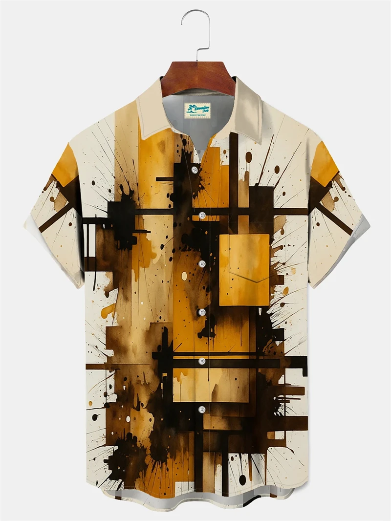 

Men's Hawaiian Shirt Abstract Watercolor Print 2026 New Summer Casual Short Sleeve Shirt For Artistic Fashion Wowen Y2k Blouse