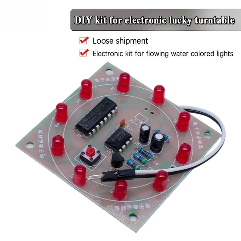 Electronic NE555 CD4017 Wheel Of Fortune DIY Kit Lucky Turntable Welding Training LED Flashing Light Rotary Suite Fun Gift Game