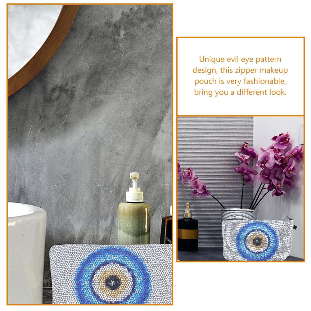 2pcs Waterproof Bag Zipper Pouches Travel Toiletry Organizer Evil Eye Print Makeup Bags For Women Coin Storage