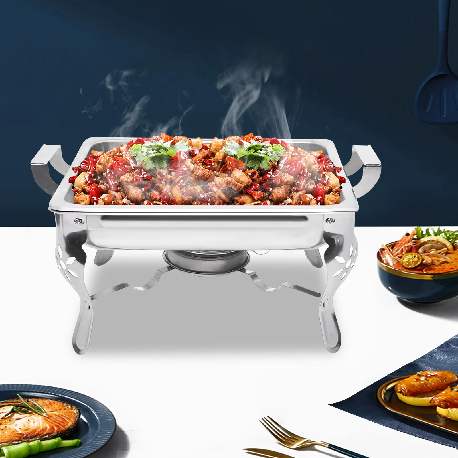 

6L Stainless Steel Food Warmer, Food Buffet Warmer with Foldable Heat Container for Food for Catering Buffet, Party