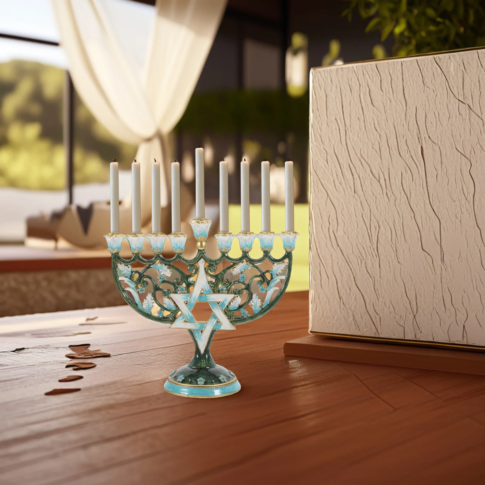 

Delicate Metal Hanukkah Holder Artistic Multi-Slot Design Tabletop Decor Craft Candlestick Home Celebration Gift