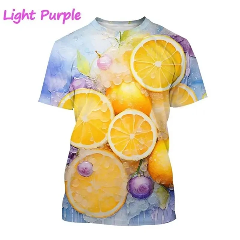 New Lemon 3D Printed T-shirt Fruit Lemon Art Painted O Neck Short-sleeved Fun Fruit Print Men's And Women's T-shirt Casual Tops