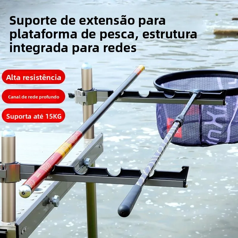 support-de-plateforme-de-peche-en-alliage-d'aluminium-extension-de-canne-a-peche-clip-de-sac-cadre-de-filet-de-style-jambe-accessoire-de-peche-multifonctionnel