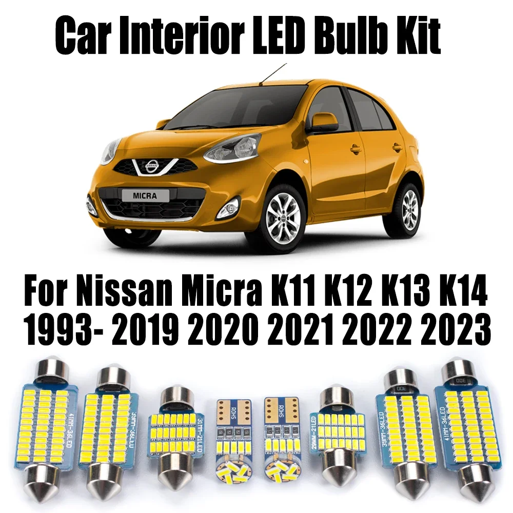 LED Interior Reading Light Map Dome Trunk Bulbs Kit For Nissan Micra K11 K12 K13 K14 1993- 2021 2022 2023 Canbus Car Accessories