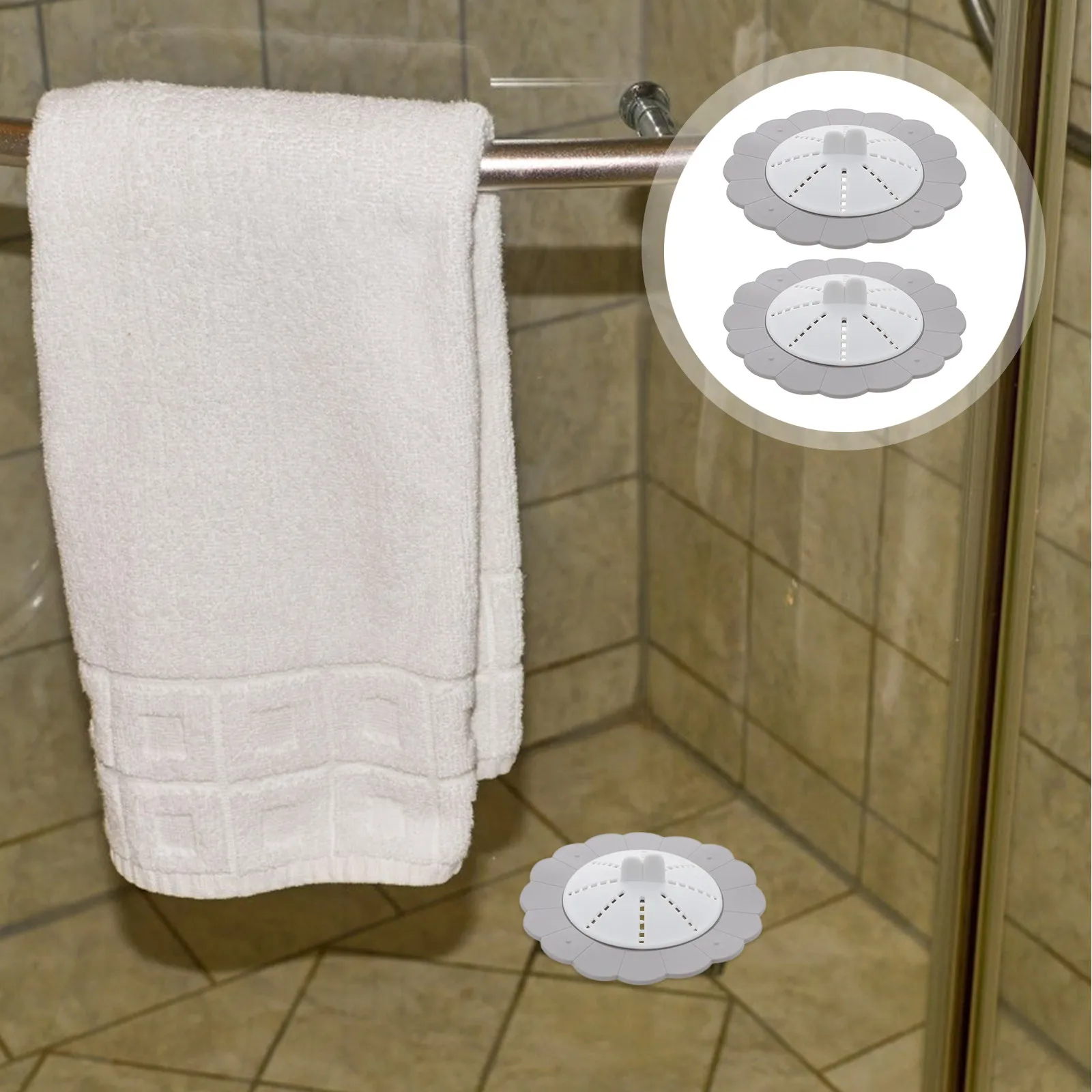 2Pcs Odor-Proof Floor Drain Covers Sunflower Design Handle Floor Drain Seal Core for Bathroom Kitchen Sewer Blockage