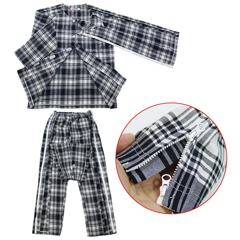 

Men Zipper Long Pajamas Suit Full-Open Cloth Hospital Gowns Easy To Wear For Patient Of Paralyzed Bed Elderly Home Health Care