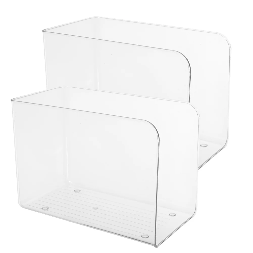 2Pcs Clear Bookend Acrylic File Organizer Magazine Files Storage Rack for Home Office Magazine Files Acrylic File Organizer