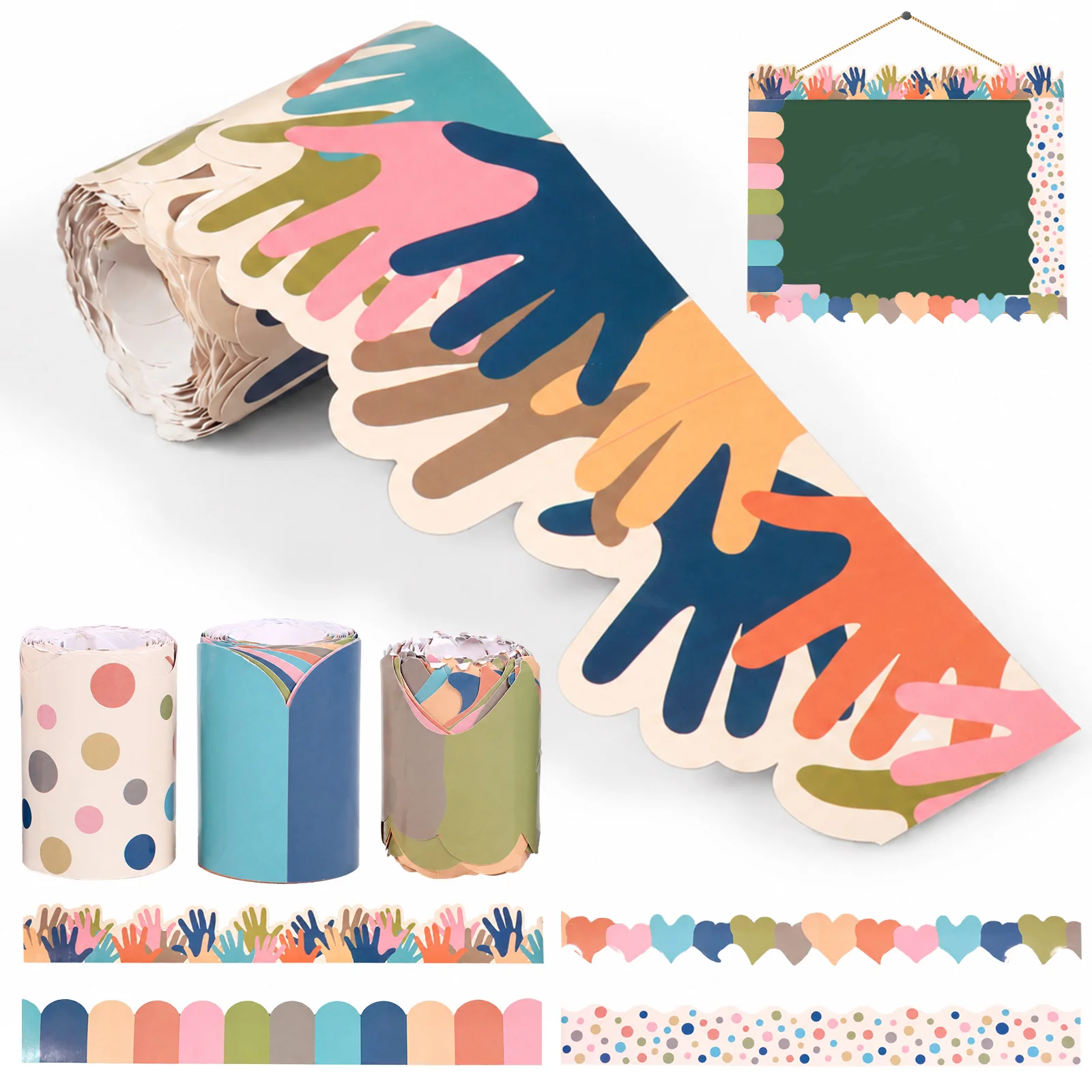 2/4 Pack Classroom Bulletin Board Borders Pre Cut Wall Display Border Roll Wavy Edge Paper Trim for DIY Home School Party Decor