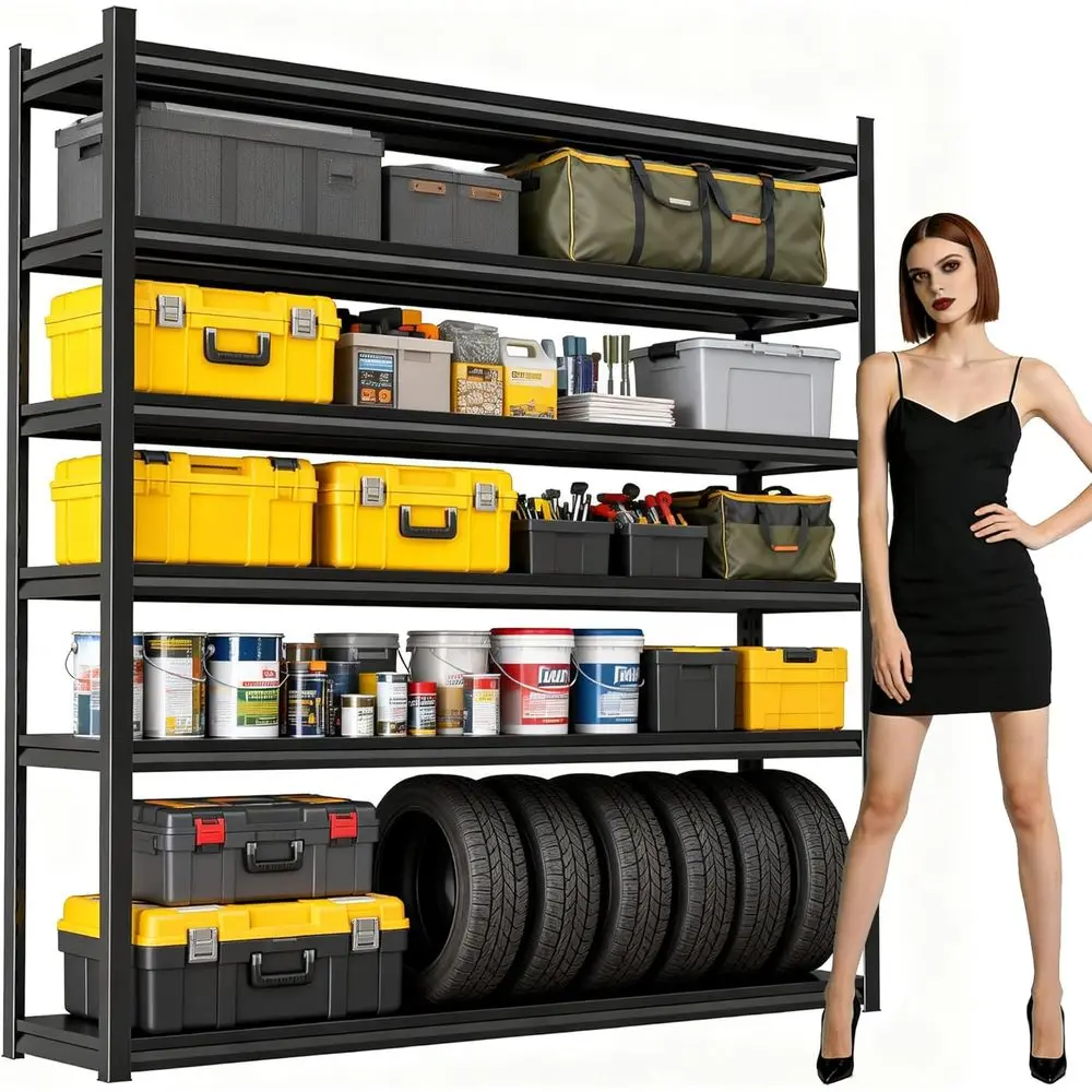 

6-Tier Heavy-Duty Metal Storage Shelves for Garage, Warehouse, and Home - Adjustable, 3000 lbs Capacity, 82x40x18in