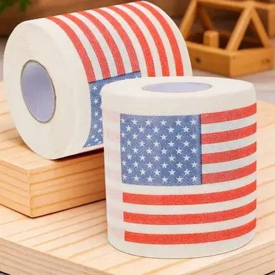 2 Stuks Amerikaanse Vlag Toiletpapier 10X10 Cm 150 Vellen 3 Lagen Servet Tissue Badkamer Houtpulp praktische