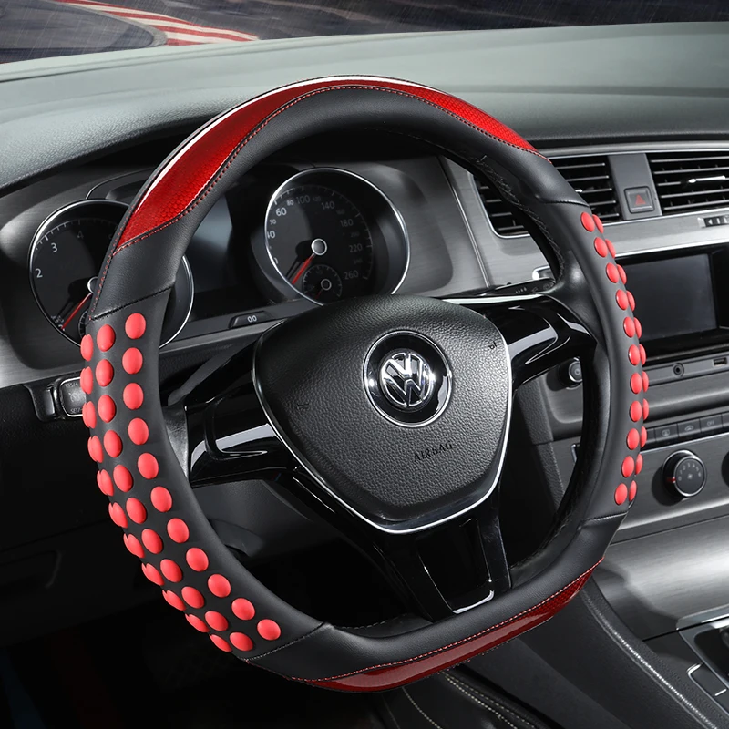 D Shape Car Steering Wheel Cover For VW Jetta 6 2017-2019 Golf 7 Scirocco Bettle 2012-2019 Tiguan 2019 2020 Auto Accesorioss