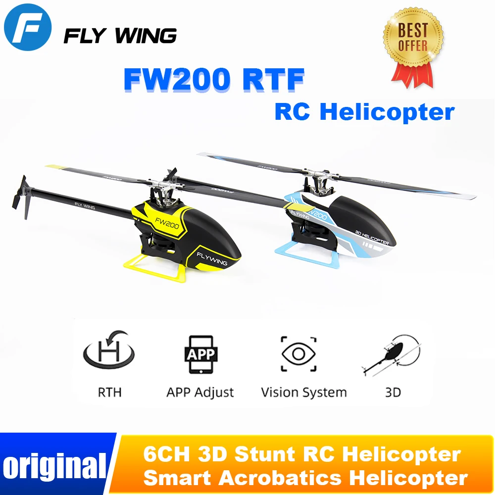 FLYWING FW200 RC Helicopter 8CH with H1 Flight Controller V2 3D Stunt GPS Brushless Motor Flybarless RTF 6CH Scale helicopter