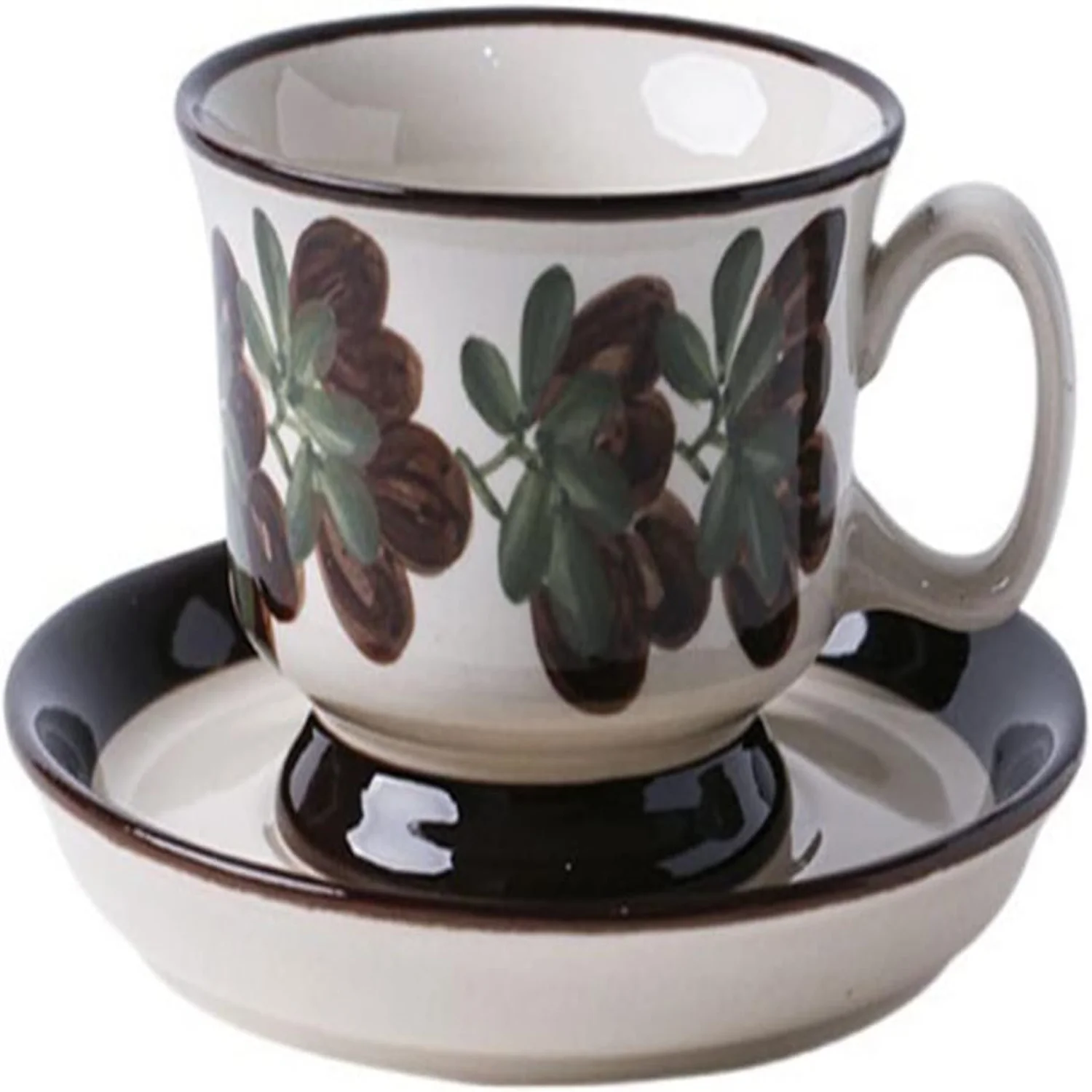 Hand-Painted Vintage Cafe Desk Mug Set - Small Ceramic Cup & Saucer, 200ml Afternoon Tea Porcelain Cup