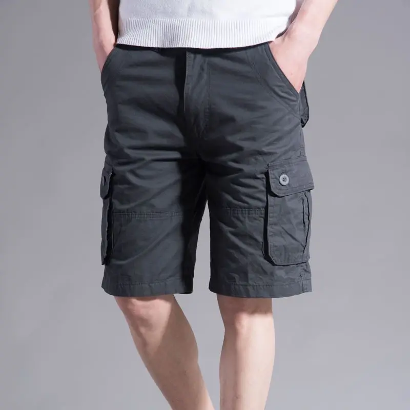 

Men Summer Cotton Multi Pocket Cargo Shorts Loose Plus Size Casual Five Inch Outdoor Wear Pants