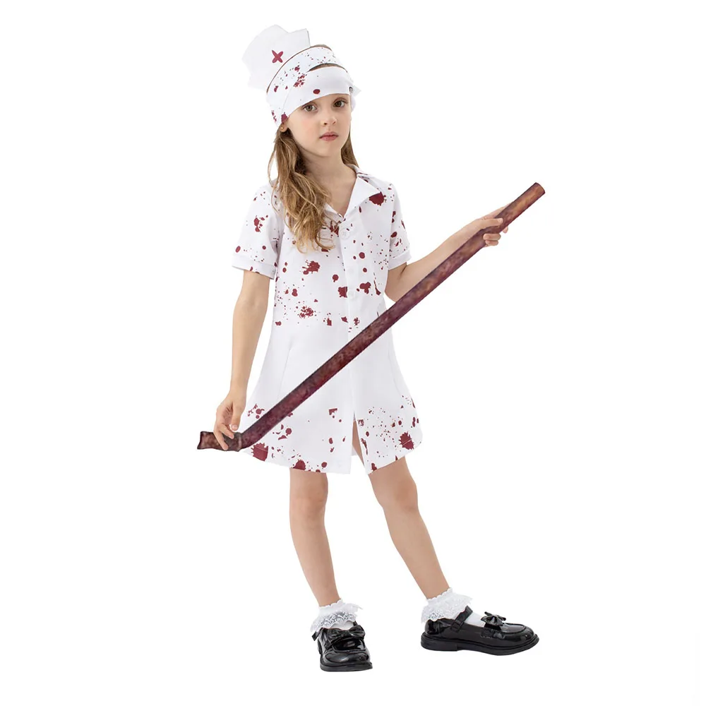 

Anime Silent Nurse Cosplay Enfant Bloody Nurses Uniform Fancy Dress Up Toddler Scary Little Zombie Carnival Halloween Costume