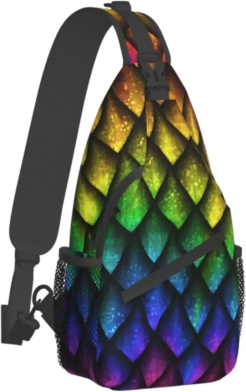 

Dragon Scale Animal Skin Sling Bag for Women Men,Animal Print Crossbody Shoulder Bags Casual Sling Backpack Chest Bag