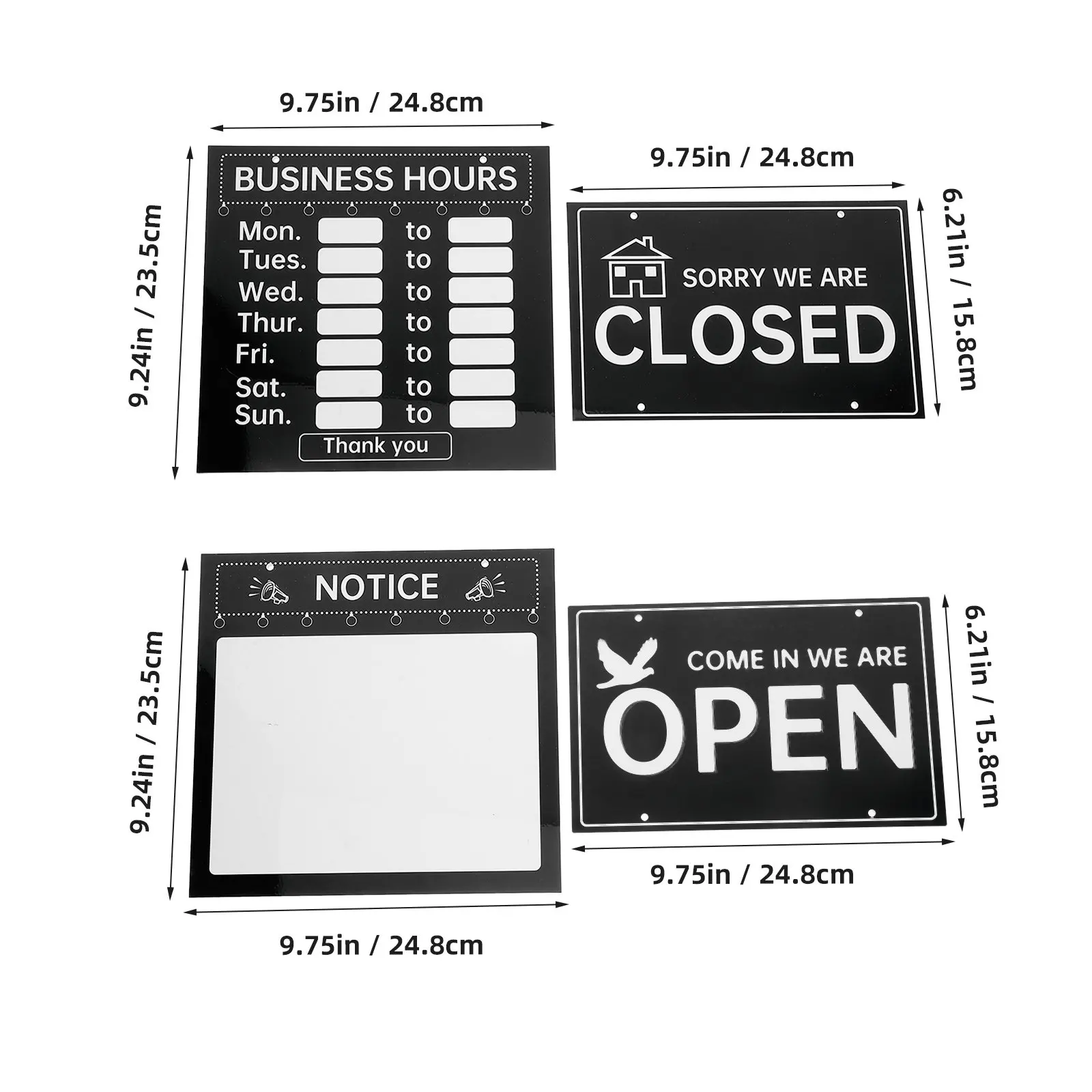 1Set Stylish Open and Closed Sign with Erasable Surface for Business Hours Notice Store Door Sign Commercial Restaurant Cafe