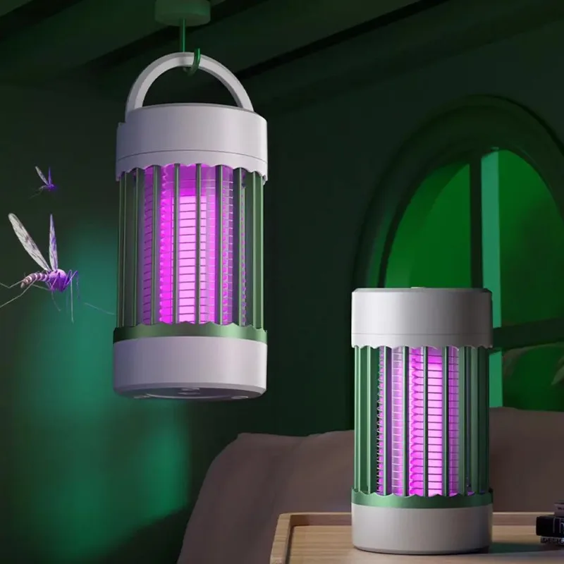 UV Bug Zapper USB Rechargeable Mosquito Killer Lamp Portable Hanging Insect Trap 2 in 1 Camping Light for Outdoor Indoor