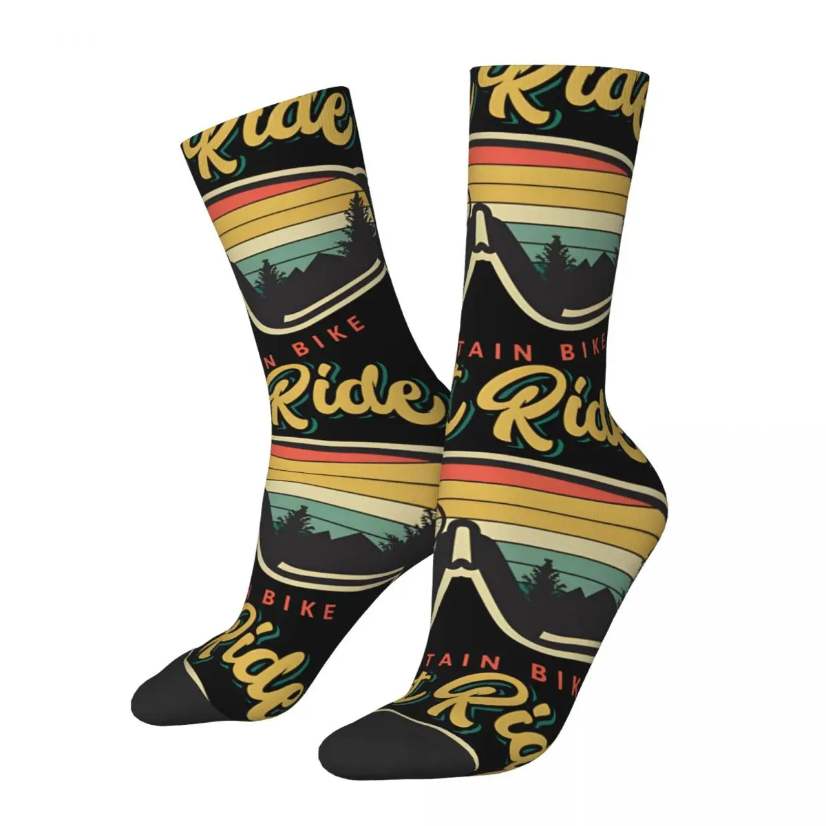 

Just Ride Men's Socks Retro Harajuku Mountain Bike MTB Street Style Novelty Pattern Crew Sock