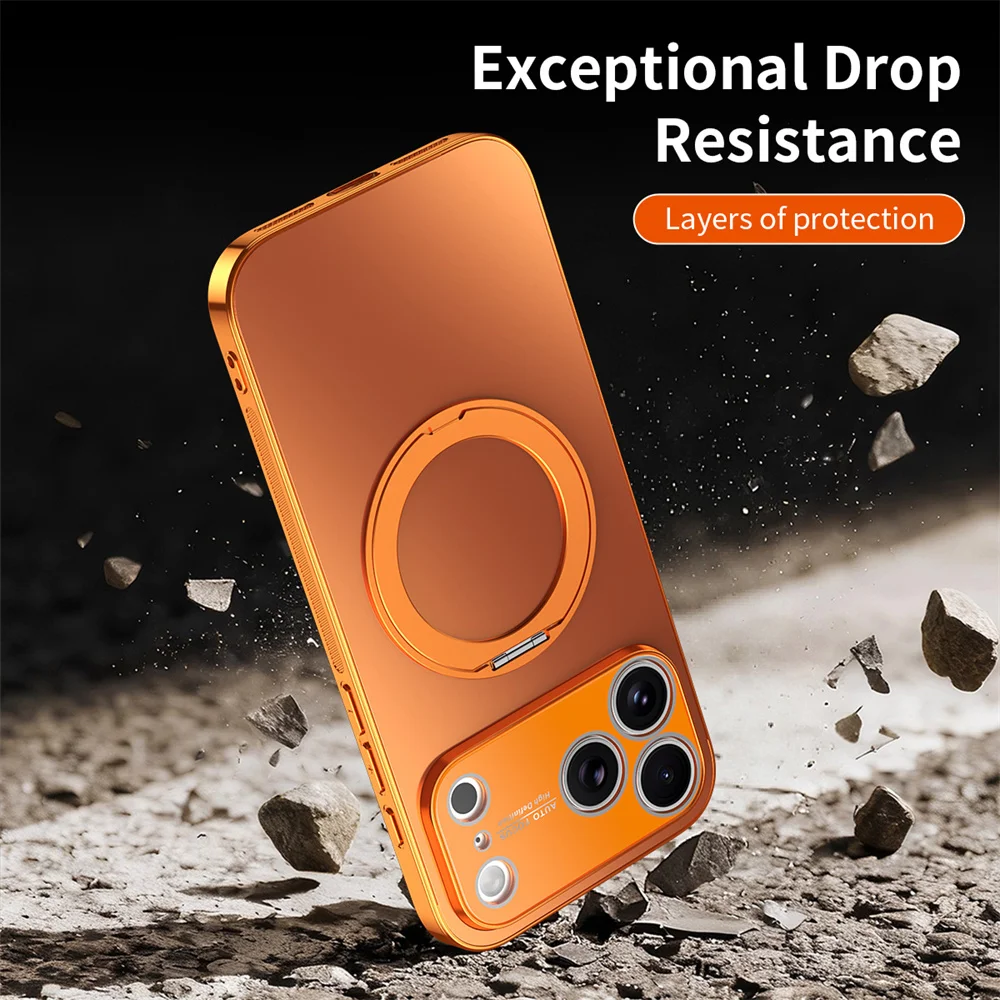 المغناطيسي المغناطيس حلقة الدورية للطي حامل جراب هاتف آيفون 17 16 15 14 13 برو ماكس الهواء عدسة حماية بلون غطاء