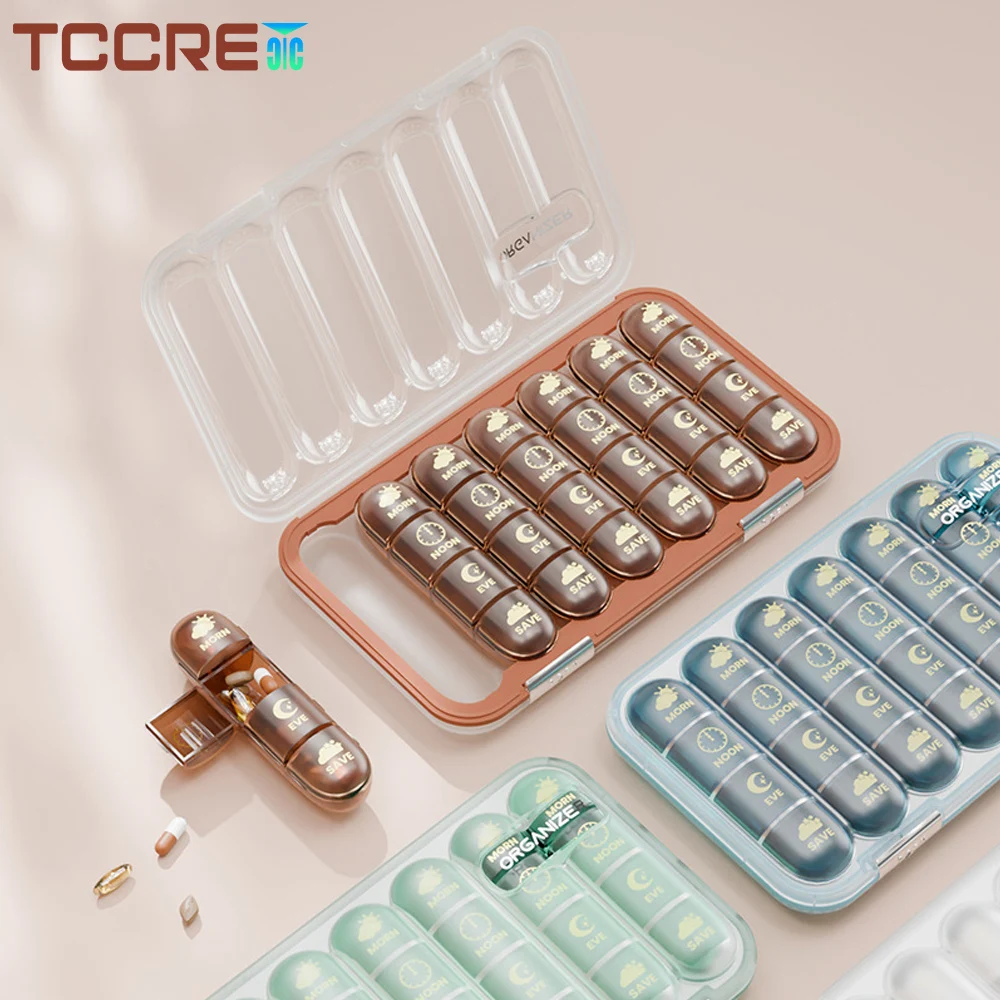 

Weekly Pill Organizer 3/4 Times a Day, Moisture-Proof 21/28 Days Medicine Pill Box, Travel One Month Pill Container for Vitamin