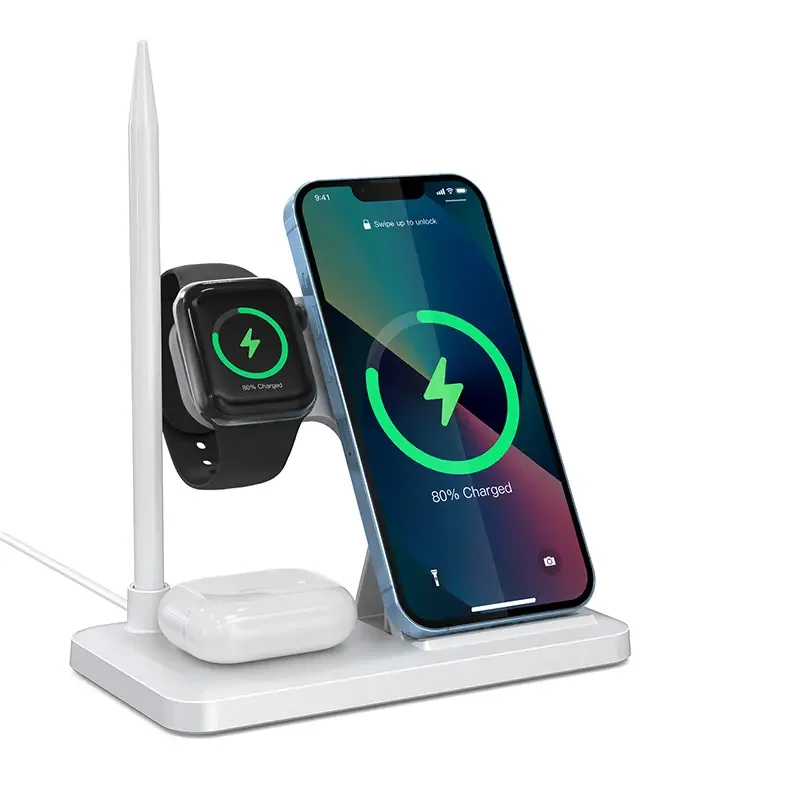 Wireless Charger 4 in 1 Wireless Charging Station for iPhone 14 13 12 11 XS Max For iWatch 7/6/5/4/3/2 Airpods Apple Pencil 1st