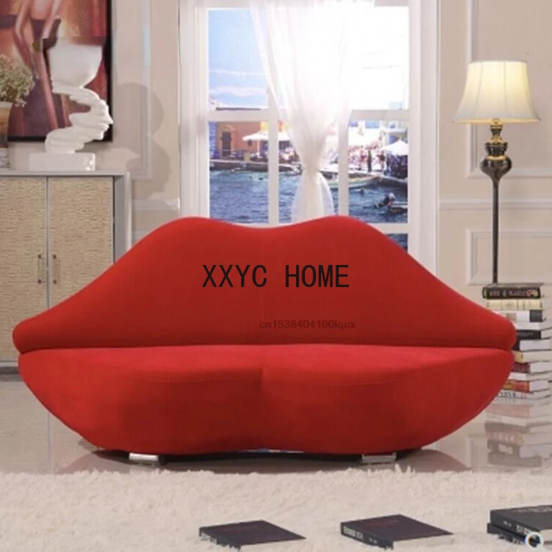 

Mavisun 3-Person Sofa Creative Red Lips Shape Designer Casual Fabric For Store Lounge Lazy Simple Fashionable Couches And Sofas