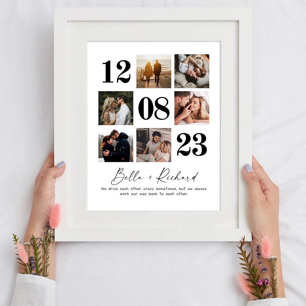 مخصص الزفاف هدية للذكرى السنوية شخصية زوجين الأسرة صور الحاضر المشارك غرفة ديكور المدخل المنزل طلاء جدران لا الإطار #3