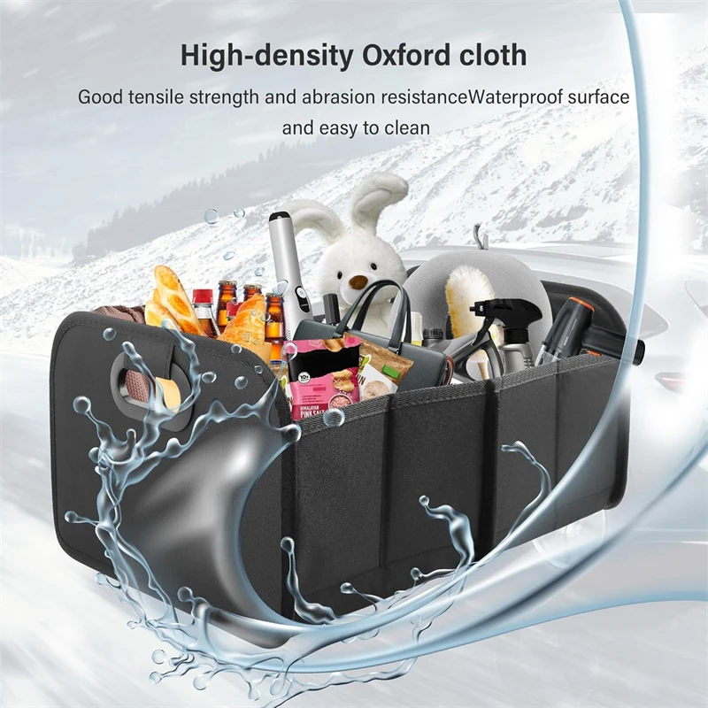 Organizador de porta-malas de carro dobrável com bolsa, armazenamento antiderrapante para assento traseiro suv, organizador de carga de poliéster à prova d'água, acessórios de carro