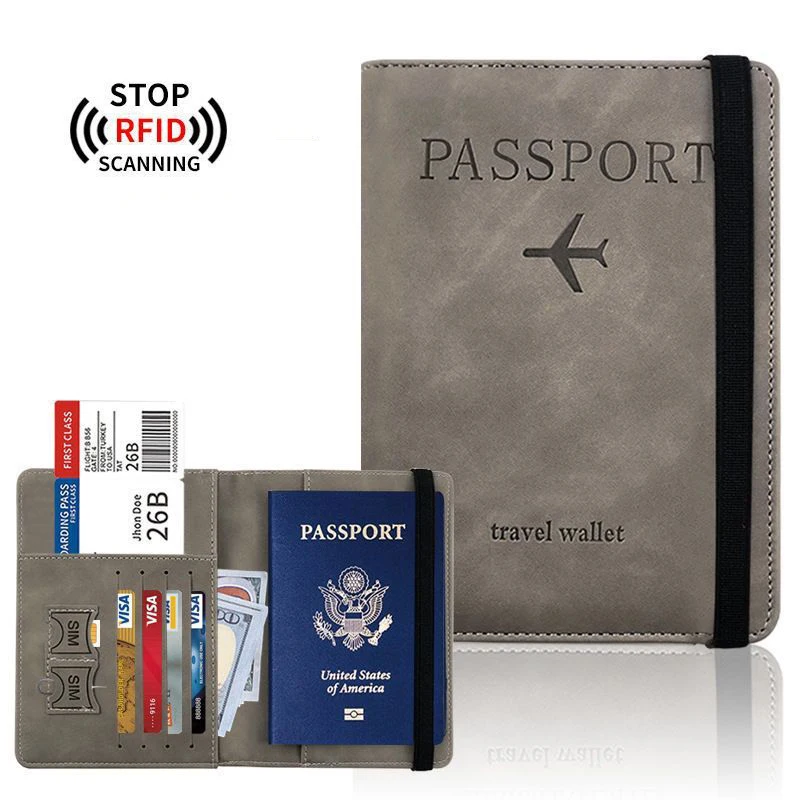 Men's Passport and Visa Holders, Travel Accessories RFID Blocking Card Holder Wallets for Women Passport Bags and Purse