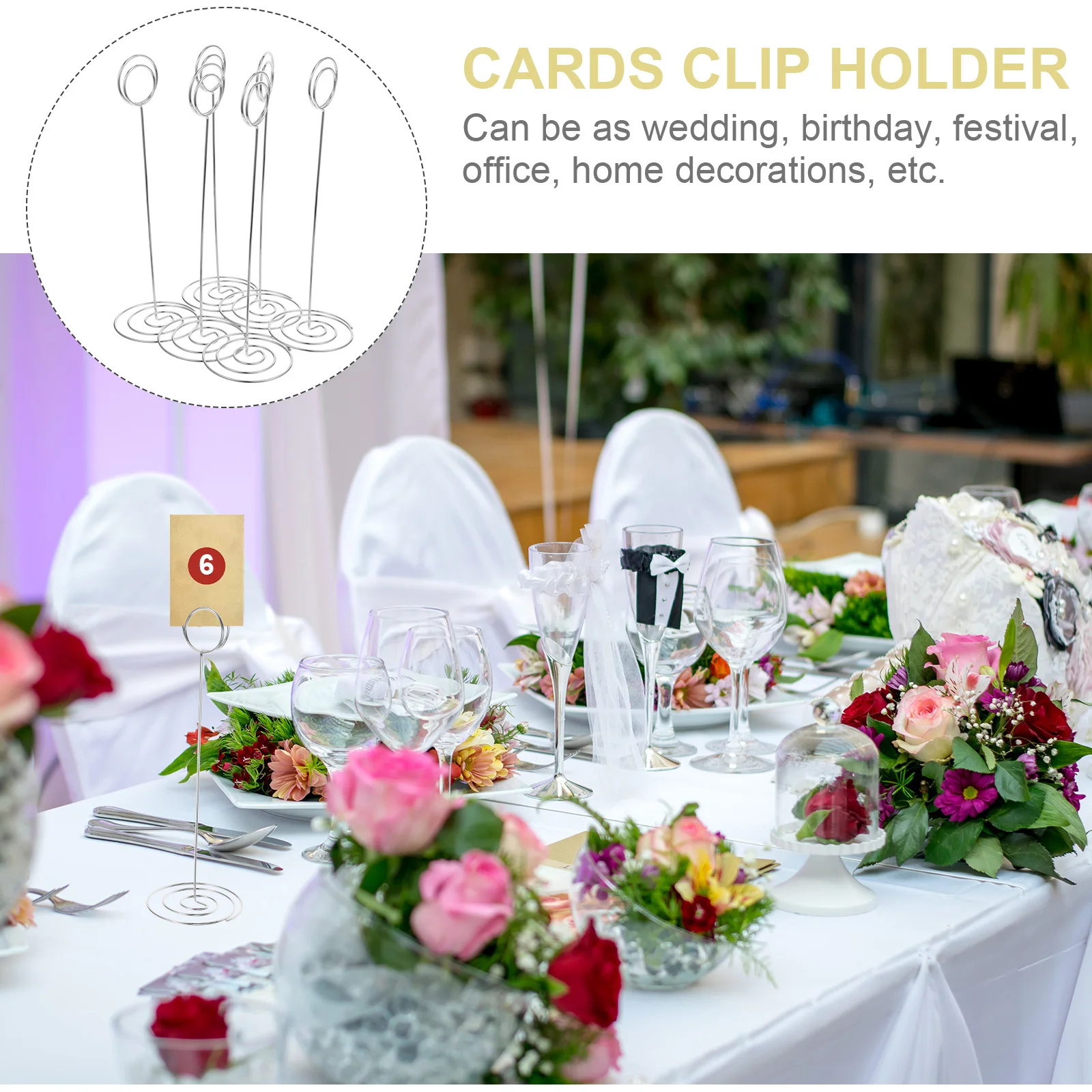 

12 Pcs Note Folder Card Placement Clips Photo Holders Round Table Iron Placecard Number