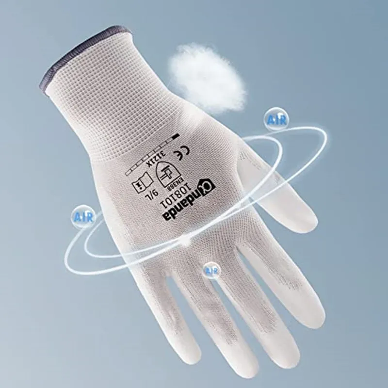 Andanda Work Gloves Economy Polyester PU Palm Dip Gloves Safety Supplies Gloves For Work Security Protection Motorcycle