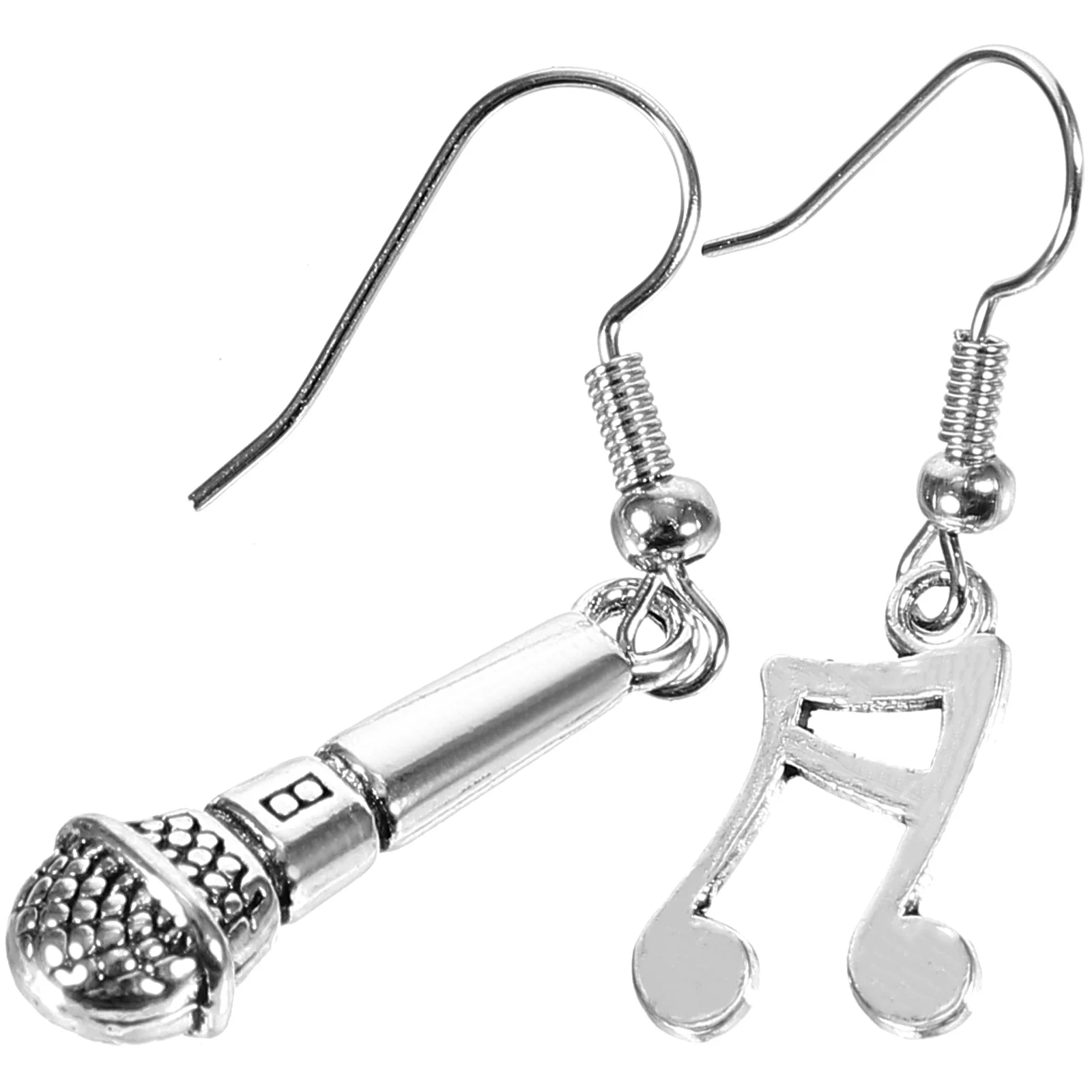 

Gift for Music Lovers Microphone Note Earrings Pendant Decorative Dangle Asymmetrical Women Drop Girl of The Lid