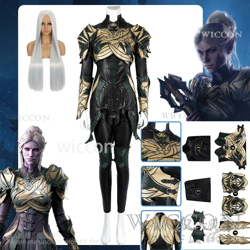 

Minthara Косплей Игра Baldur3Gate Аниме Красивый Костюм Пу Сексуальный Комбинезон Эльф Униформа Парики Ушные Уборы Для Хэллоуина Cos Индивидуальные