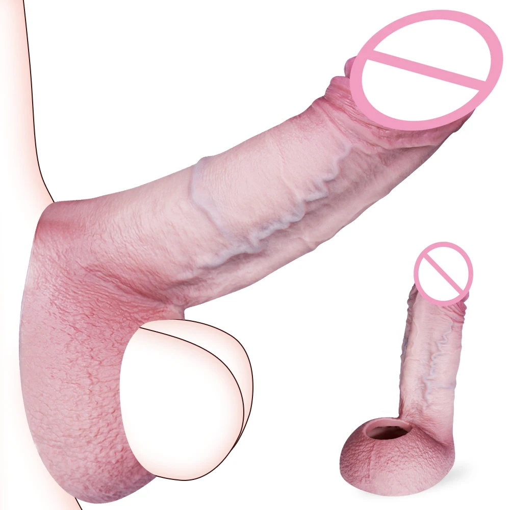 Manchon d'extension de pénis souple pour hommes, vraies veines, silicone liquide, retardent l'éjaculation, jouets sexuels, agrandissement de la bite plus longue