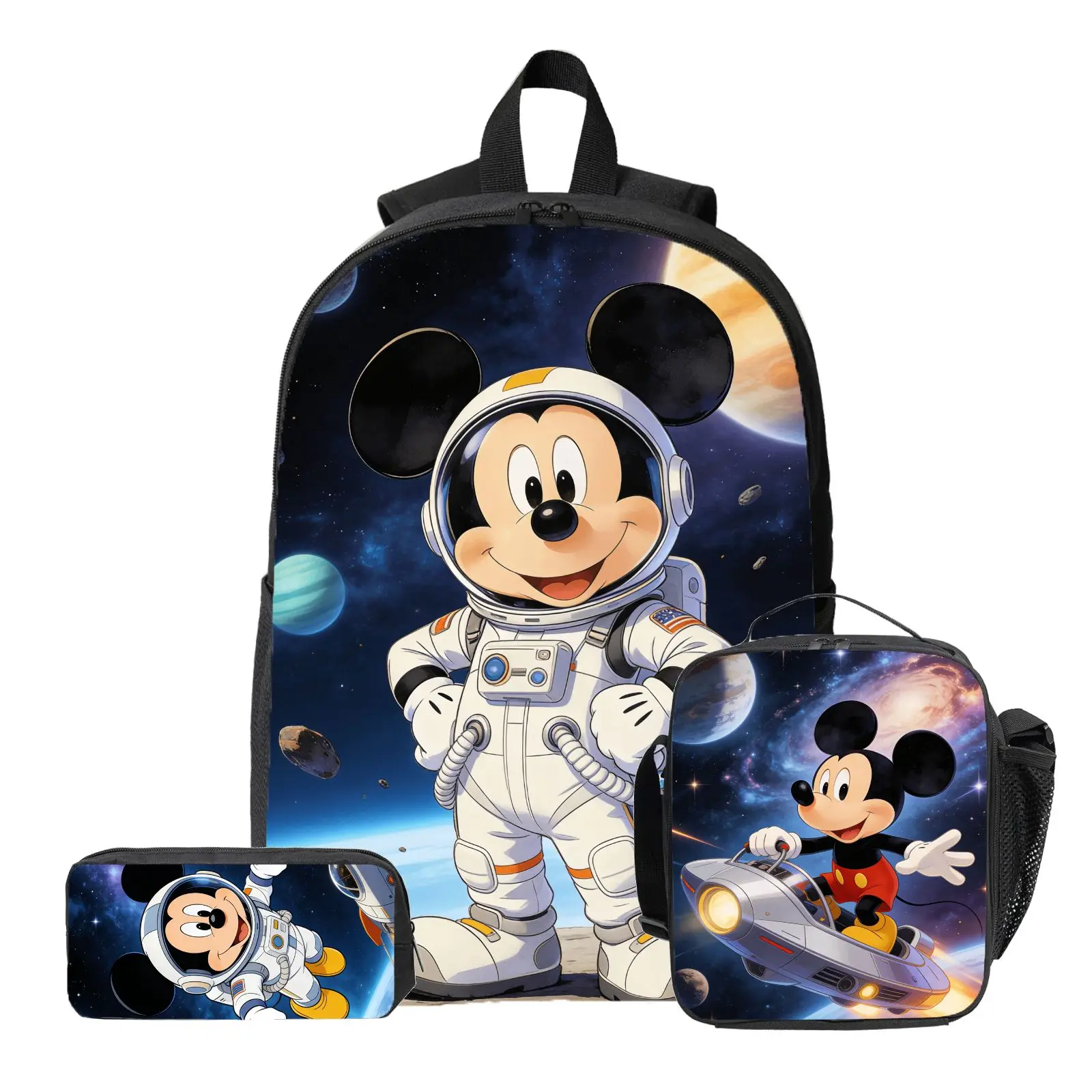 

3pc Disney Mickey Backpack, Pencil Case, Lunch Bag, High-Quality Cute Casual Shoulder Bag for Everyday Use
