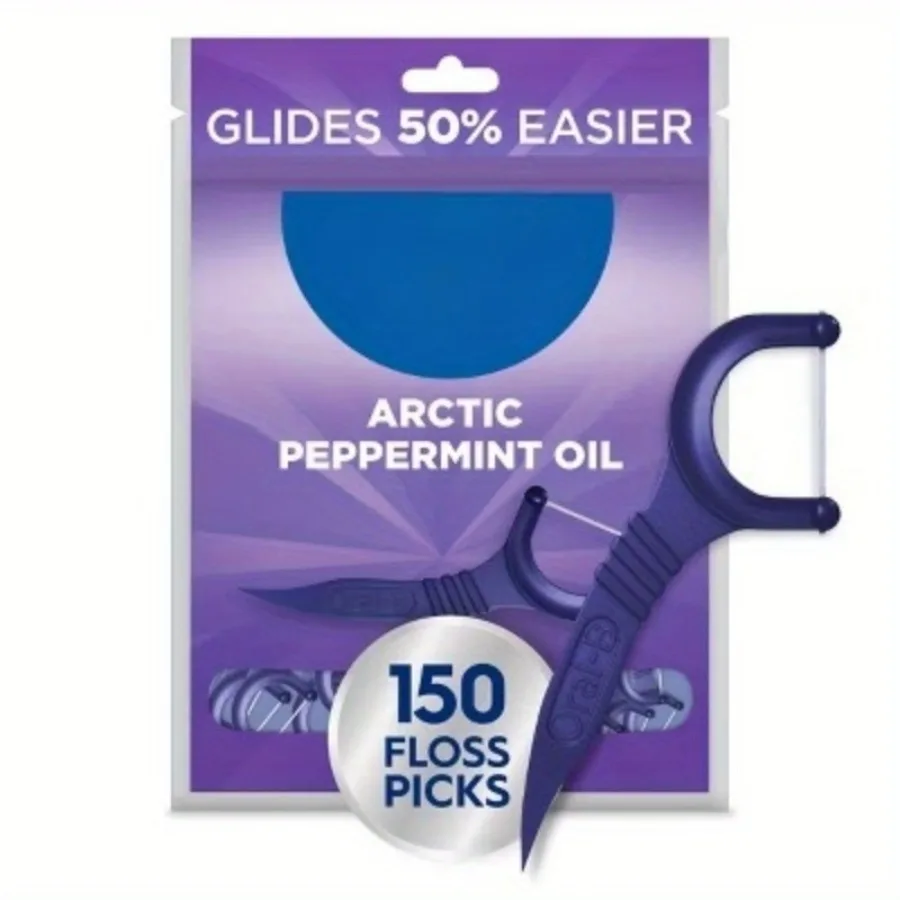 

Peppermint Oil Floss Picks - Pick handles are designed to help gently remove stubborn food particles