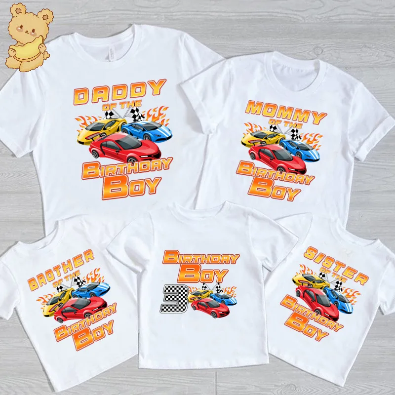 

Cool Racing Birthday Party Top - Short Sleeve T-shirt Suitable for Racing Enthusiast Family Daddy Mommy Brother Sisters T-shirt