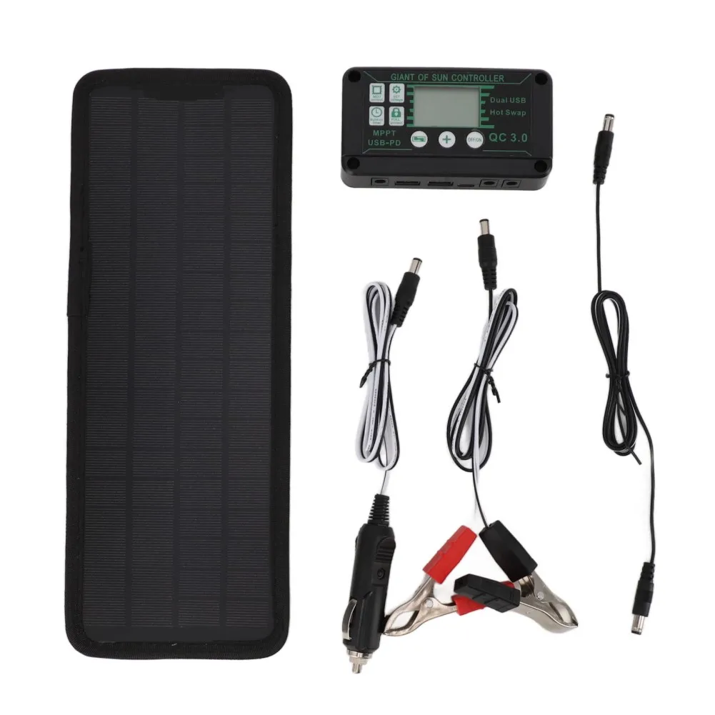 

1 Set Portable 30W 10A Monocrystalline Solar Panel Kit For Efficient Car Charging, Auto Tool Accessories Solar Panel Kit Tools